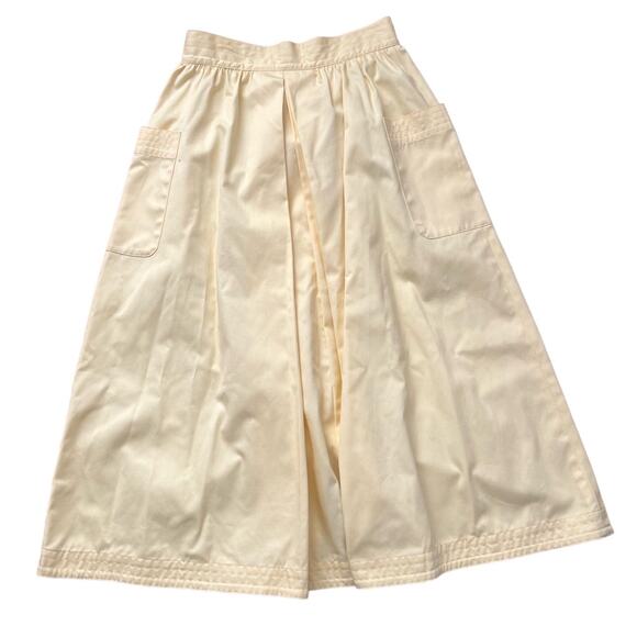 Vintage Rafaella Butter Yellow Button Back Box Pleat A-Line Skirt Sz S - Picture 2 of 4